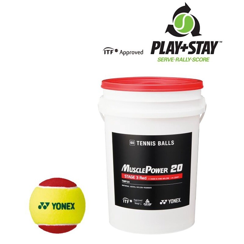 YONEX TENNIS BALL PLAY&STAY RED BUCKET (60)