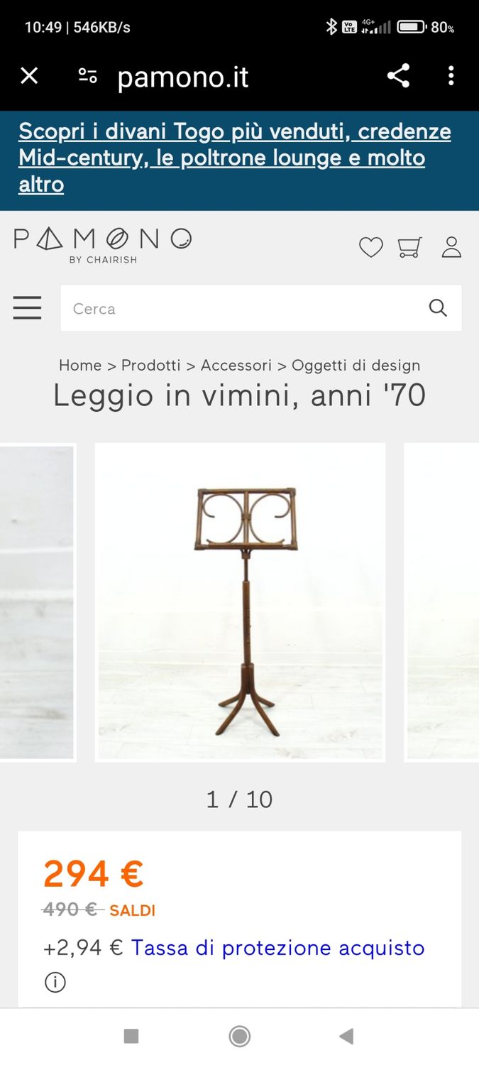 LEGGIO IN VIMINI ANNI 70 PERFETTO 