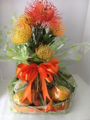 Protea Bouquet with Local Fruit and Cheese