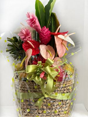 Hawaiian Fruit Basket with Tropical Flowers Hawaiian Fruit Basket with Tropical Flowers