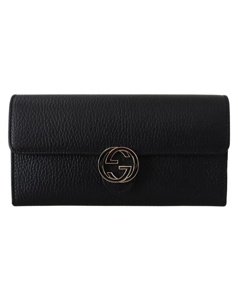 Gucci Wallet with Interlocking GG Snap in Grainy Leather