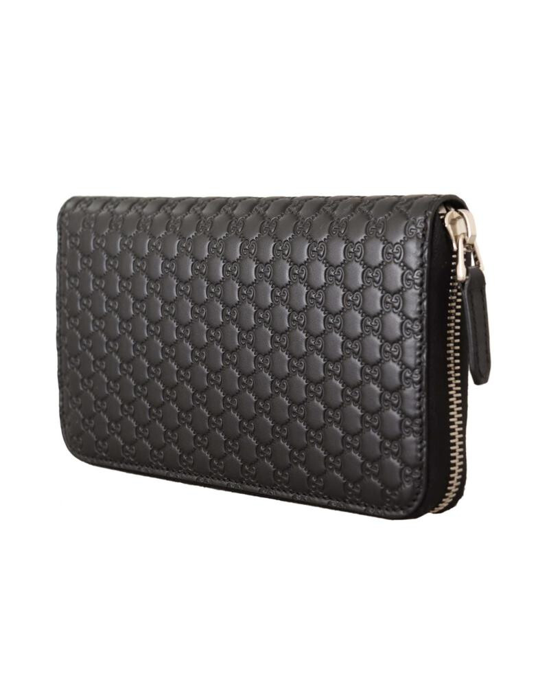 Gucci Black Leather Wallet with Top Zip Closure