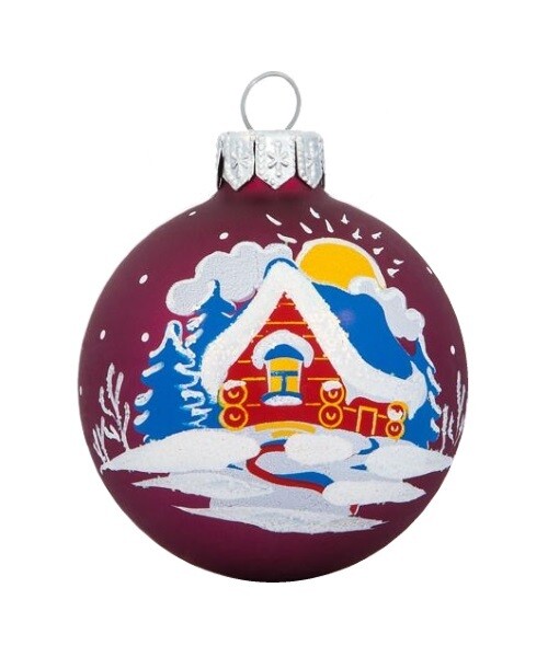 Glass Christmas Ball, Sunny, Red/Blue/Purple