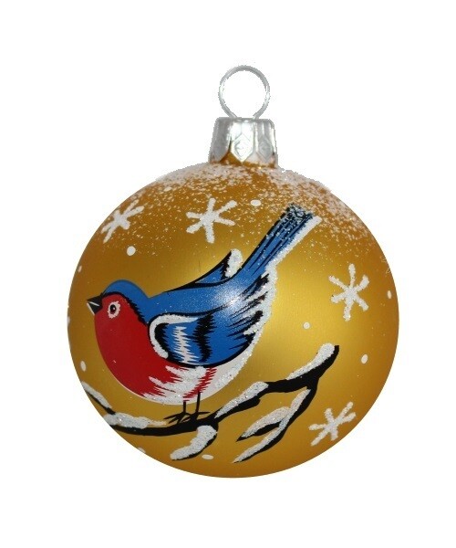 Glass Christmas Ball, Blues, Yellow