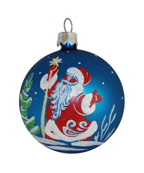 Glass Christmas Ball, Santa