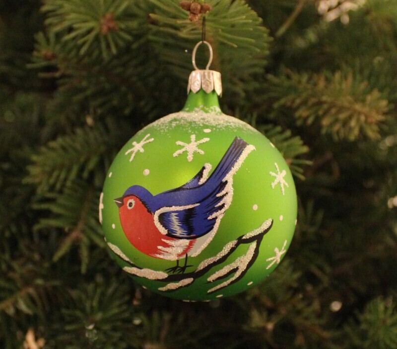 Glass Christmas Ball, Blues, Green