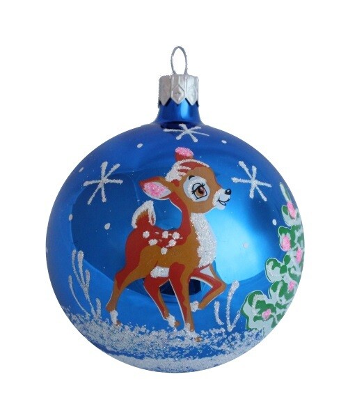 Bambi Christmas Ball, Blue (3 inch)