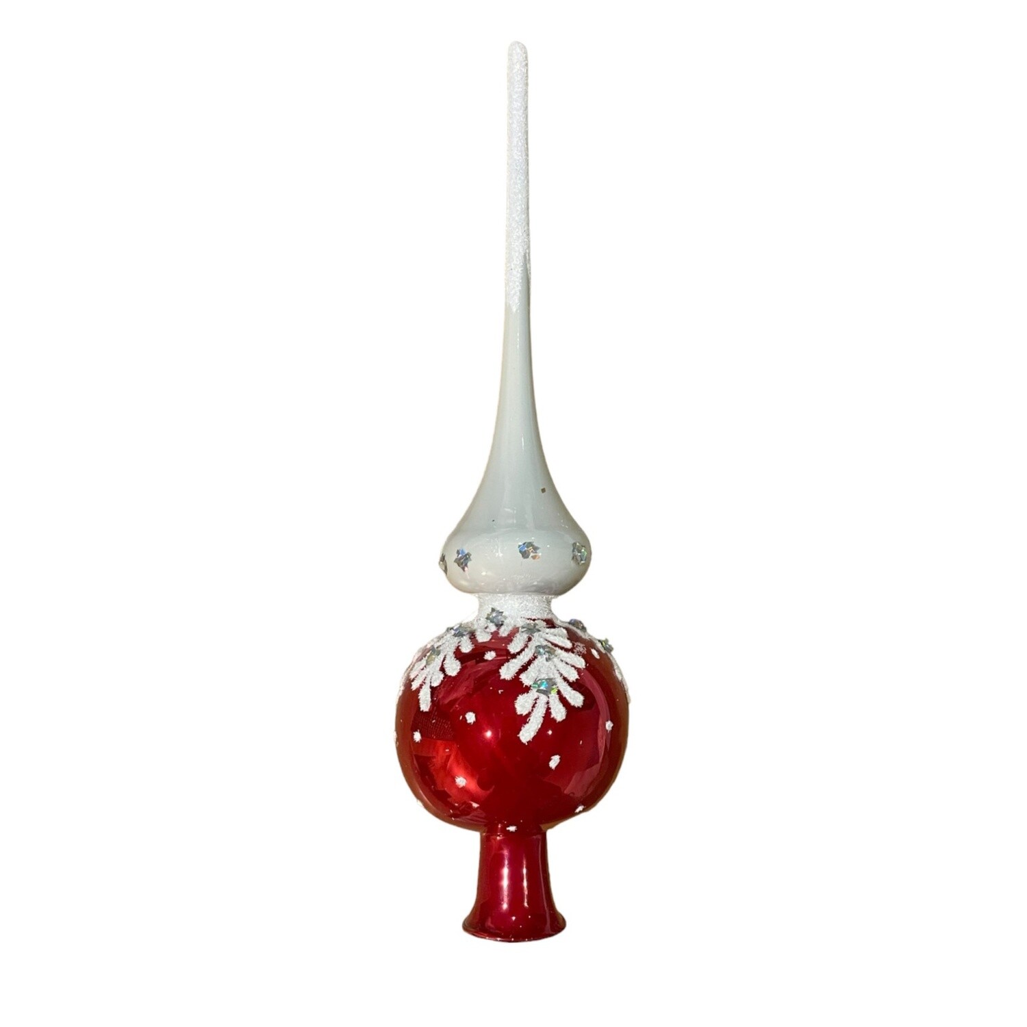 Snow Branch Red Christmas Tree Topper
