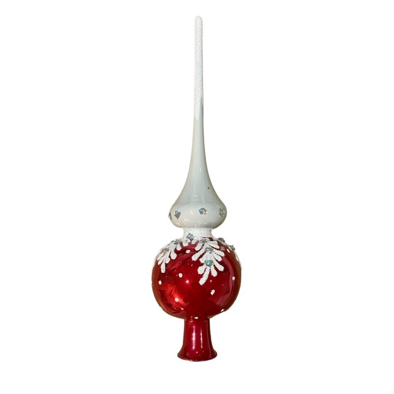 Snow Branch Red Christmas Tree Topper