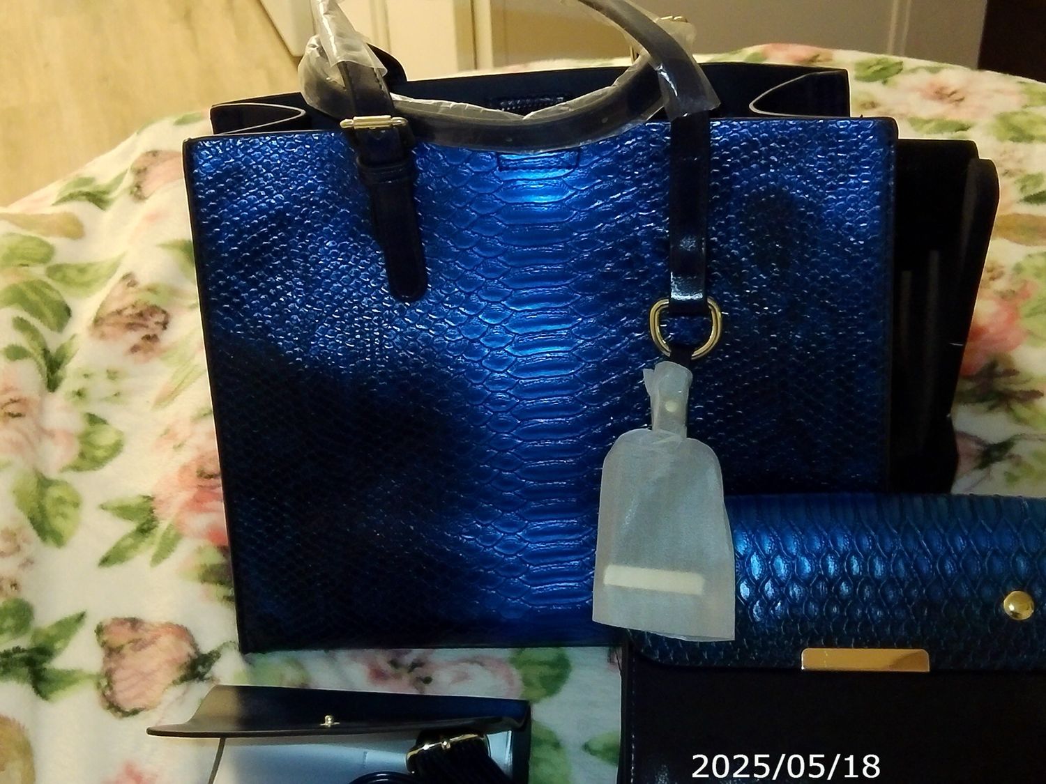 Black And Blue Crocodile Purse