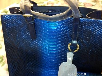 Black And Blue Crocodile Purse