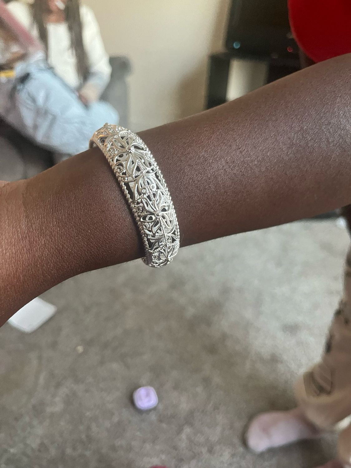 Sterling Silver Filigree Flower Bracelet