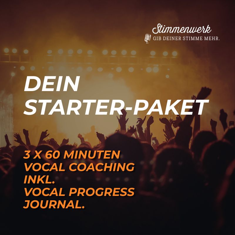 Stimmenwerk Starter-Paket | 3 x 60 Min. Vocal Coaching inkl. Vocal Progress Journal Stimmenwerk Starter-Paket | 3 x 60 Min. Vocal Coaching inkl. Vocal Progress Journal