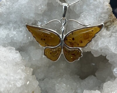 Baltic Amber Butterfly Necklace