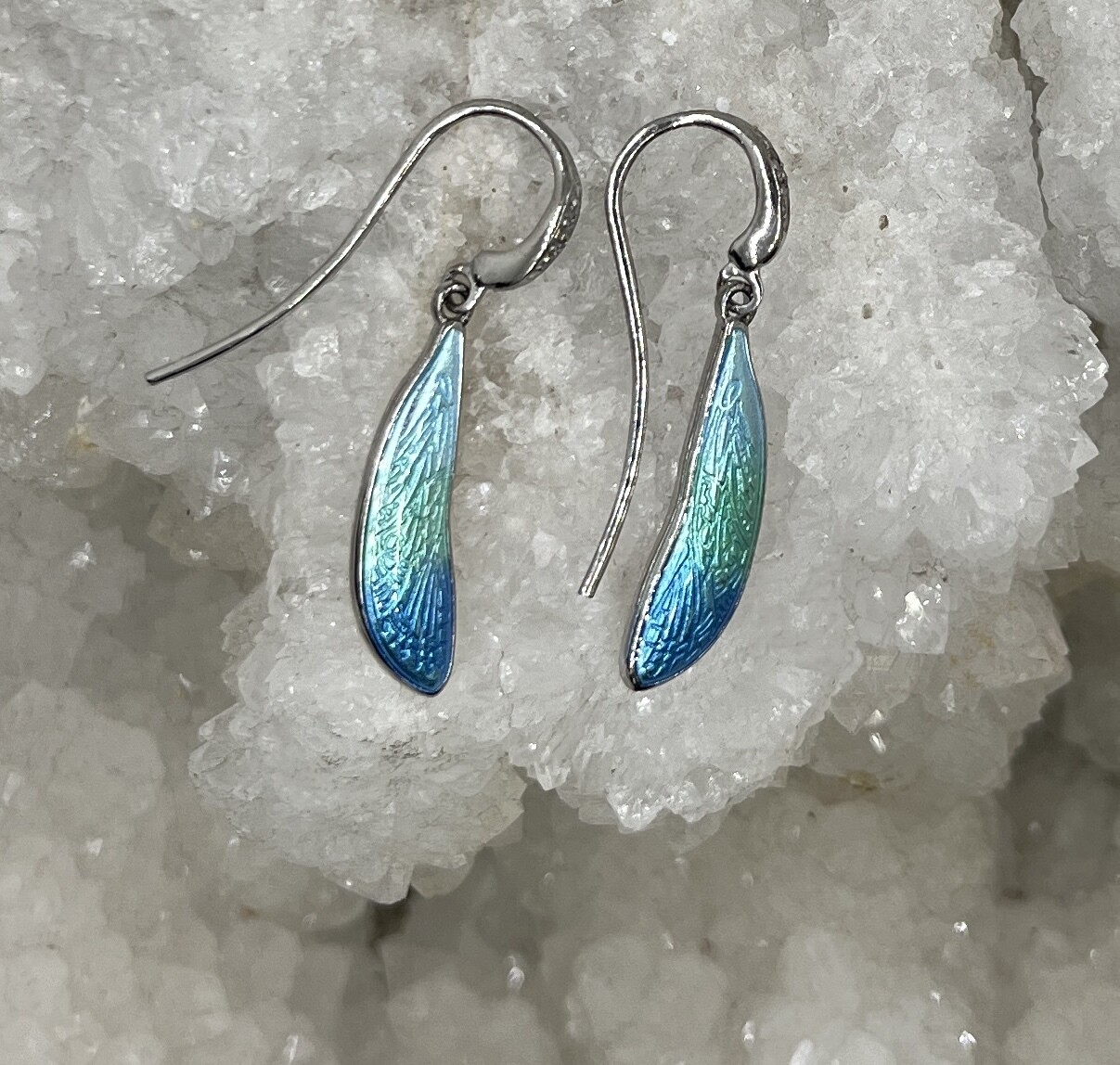 Real Silver Basse Taille Butterfly Wings Design Earring