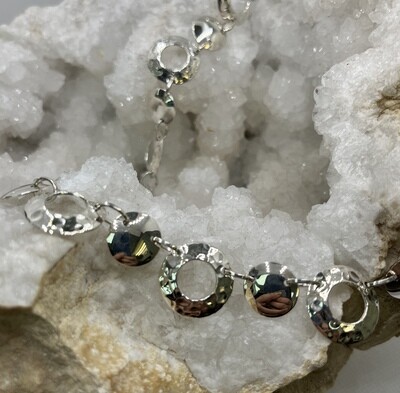 Real Silver Necklace with Hammered/Polished Disks fit with T-Barr Clasp