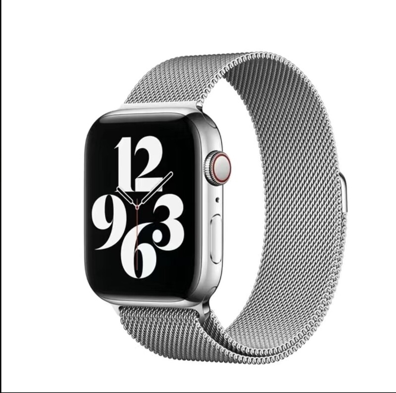 silver magnetic stainless steel strap for apple watch