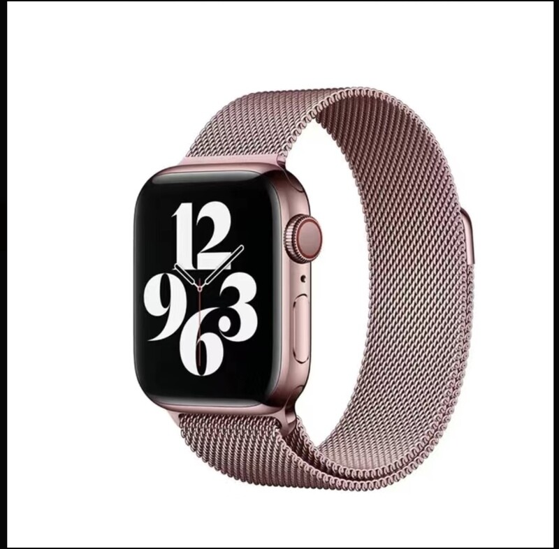 pink gold magnetic stainless steel strap for apple watch