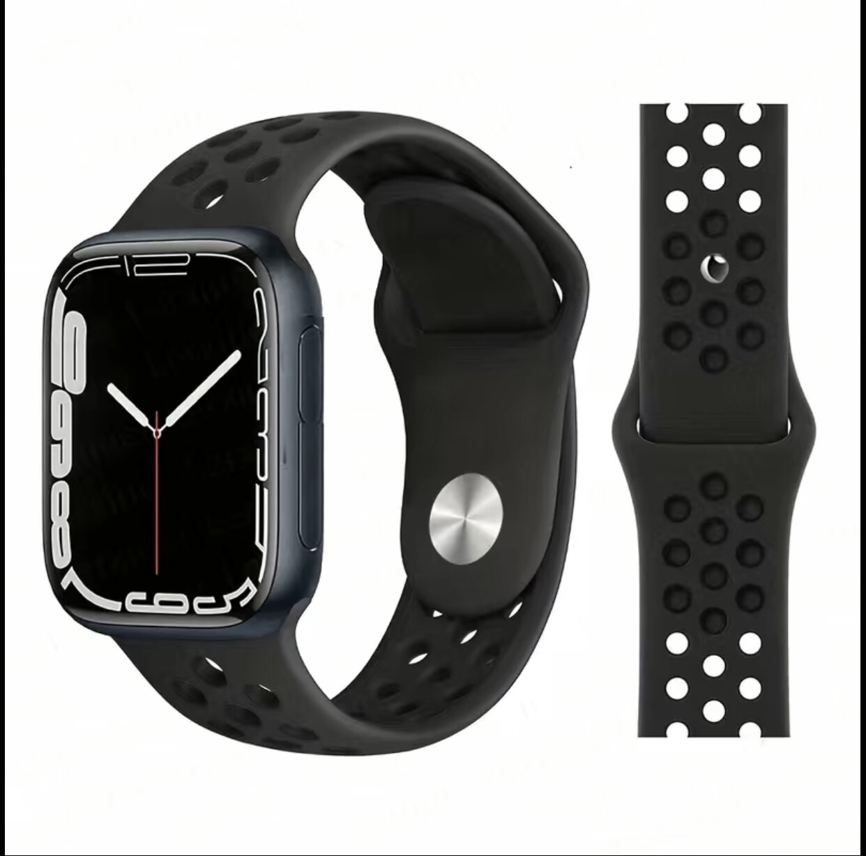 black silicone sport strap for apple watch