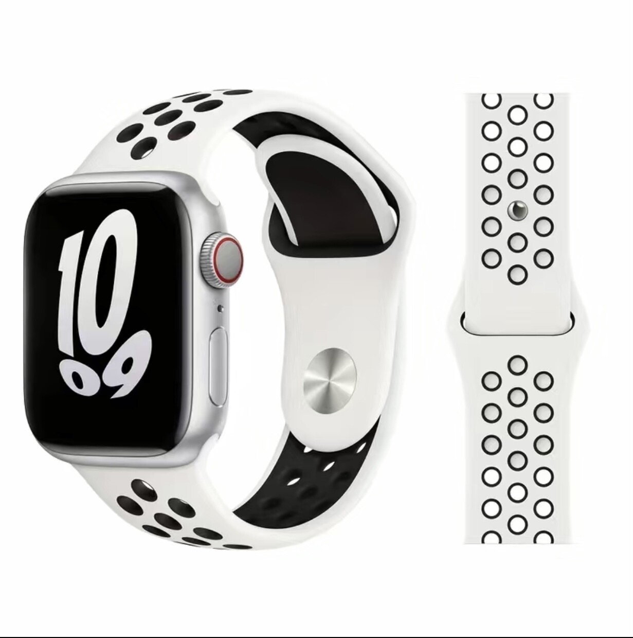 White silicone sport strap for Apple Watch