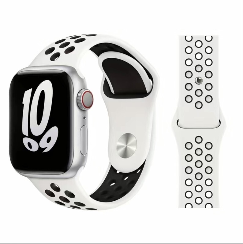 White silicone sport strap for Apple Watch