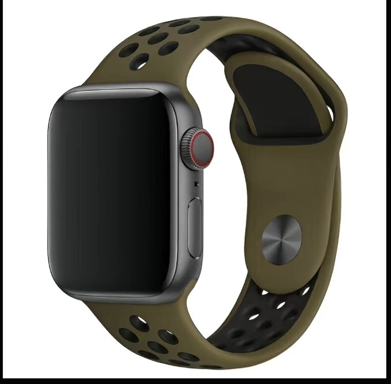 green silicone sport strap for apple watch
