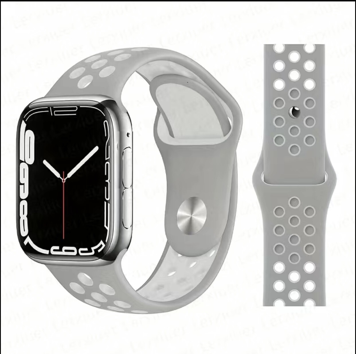 Silver silicone sport strap for apple watch