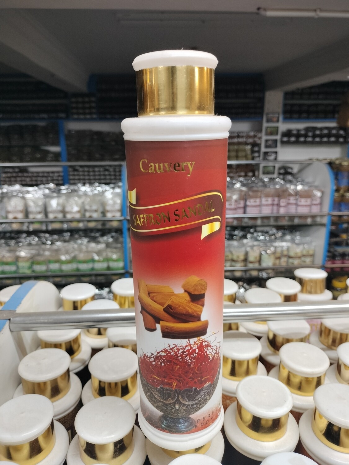 Cauvery Saffron Sandal Body Talc - 300g