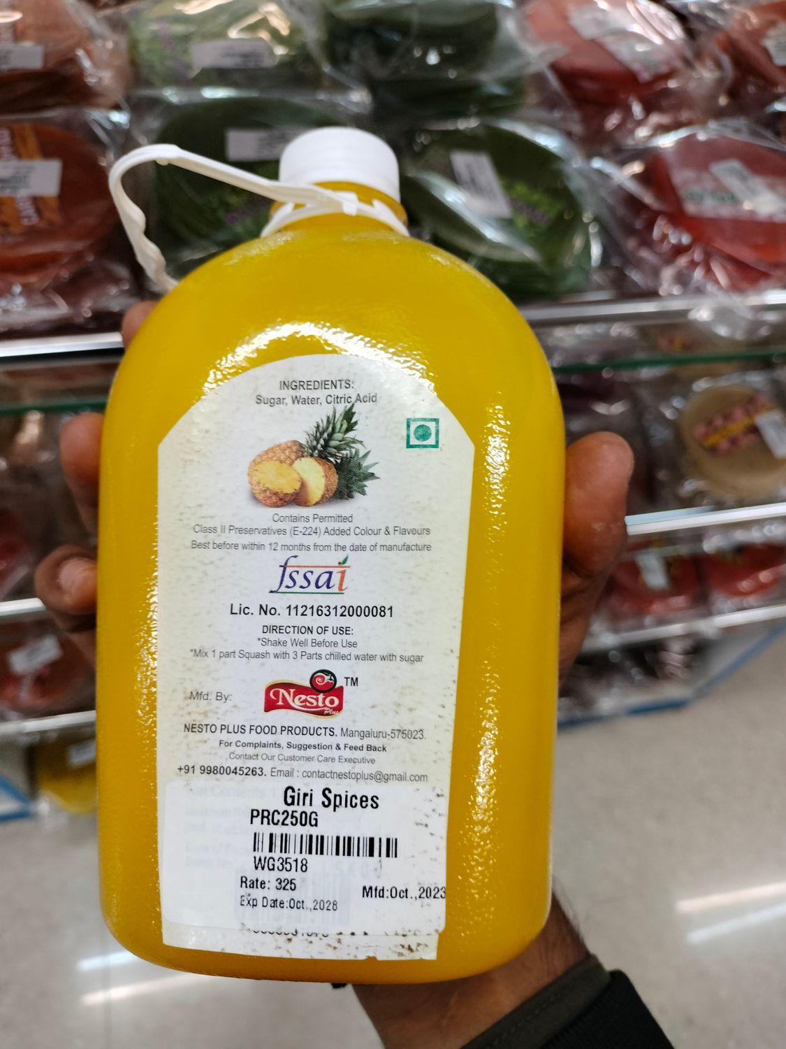 Special fresh pineapple squash - 1liter