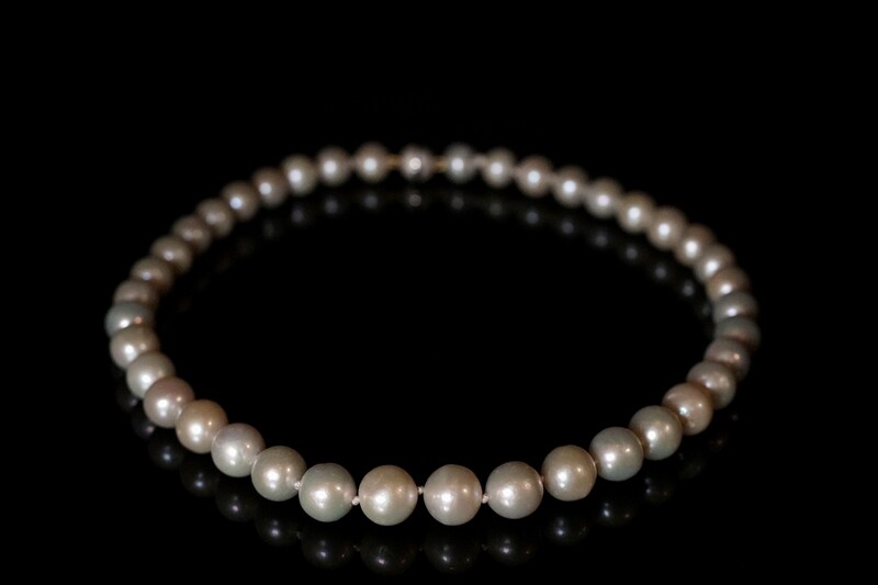 Fresh Water Cultured Pearl Necklace, Round Cut Pearl Choker On Silk Knot, Luxury presents for you loved once