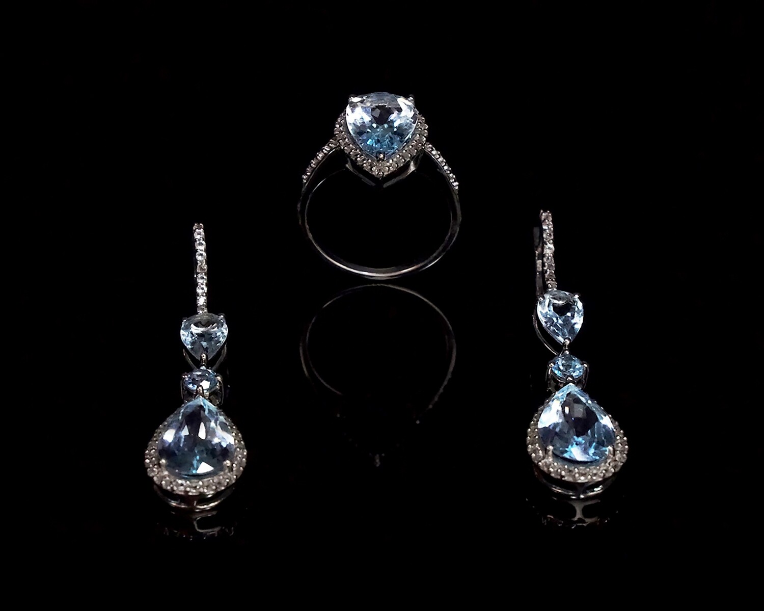 Blue Topaz RING And EARRING Jewelry SET, December Birthstone Jewelry For Good Luck, Anniversary Presents For Her