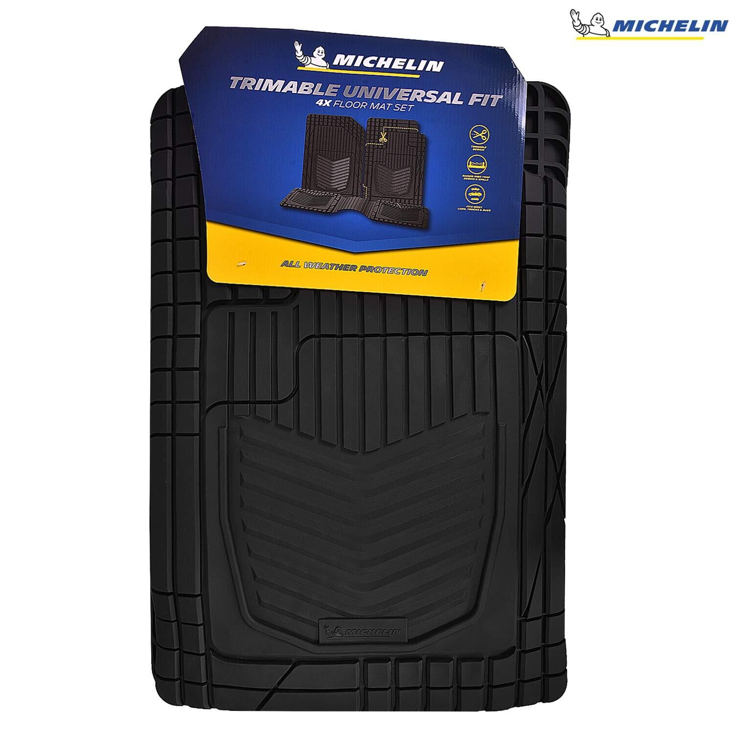 MICHELIN 238 Trim able Universal Car Floor Mat Set of 4 Black