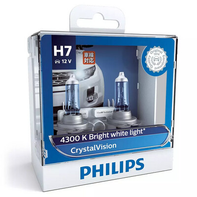 Philips H7 CrystalVision Headlight bulb 12972CVSM (4300K Bright White Light, set of 2)