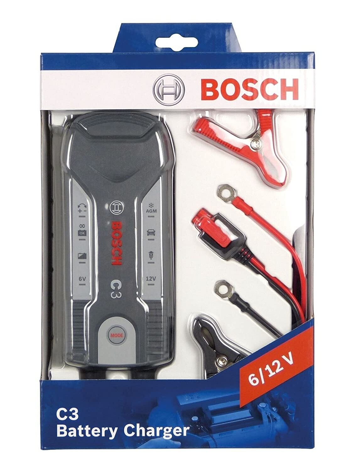 BOSCH C3 6V/12V Battery Charger for Two Wheelers and Passenger Cars