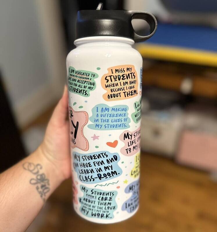 Daily Teacher Affirmations 32 oz Water Bottle