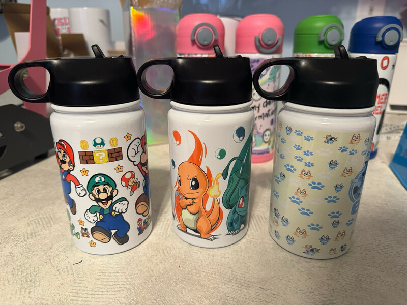 Black Lid Kids Water Bottles