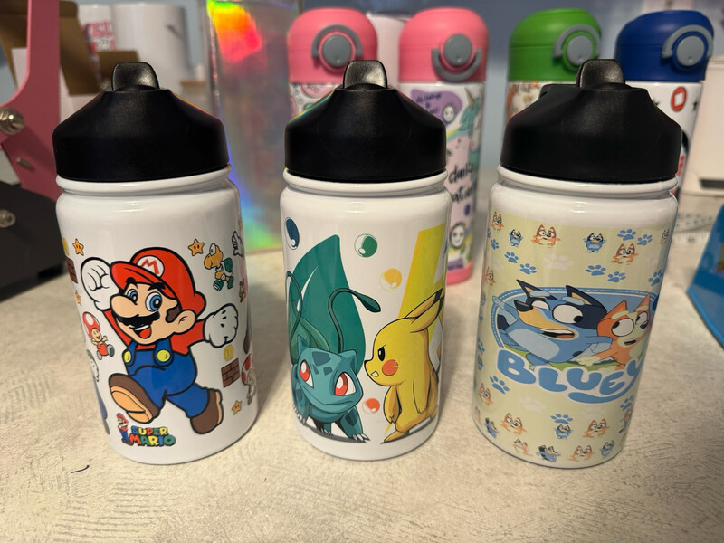 Black Lid Kids Water Bottles