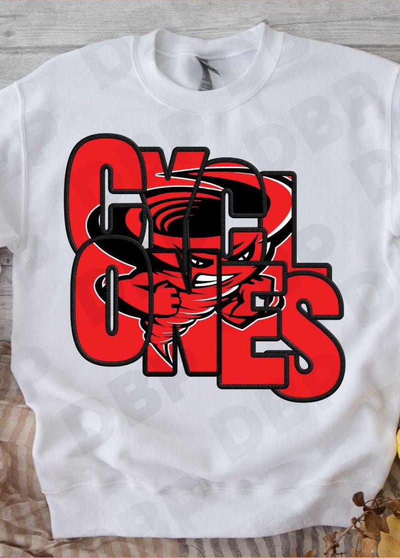Cyclones Faux Embroidered Letters