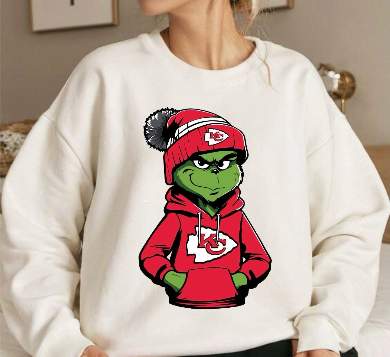 Grinch Wearing KC Hoodie