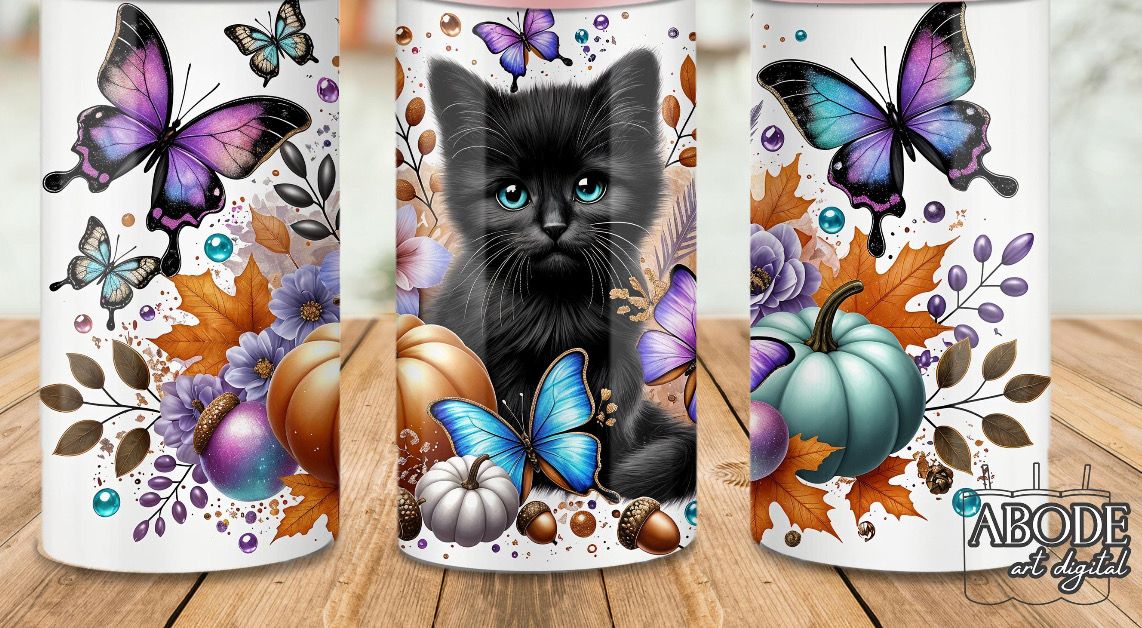 Black Cat And Butterfly Cup