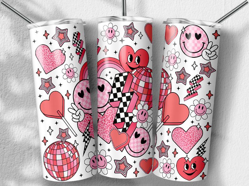 Retro Valentine Smiley Tumbler