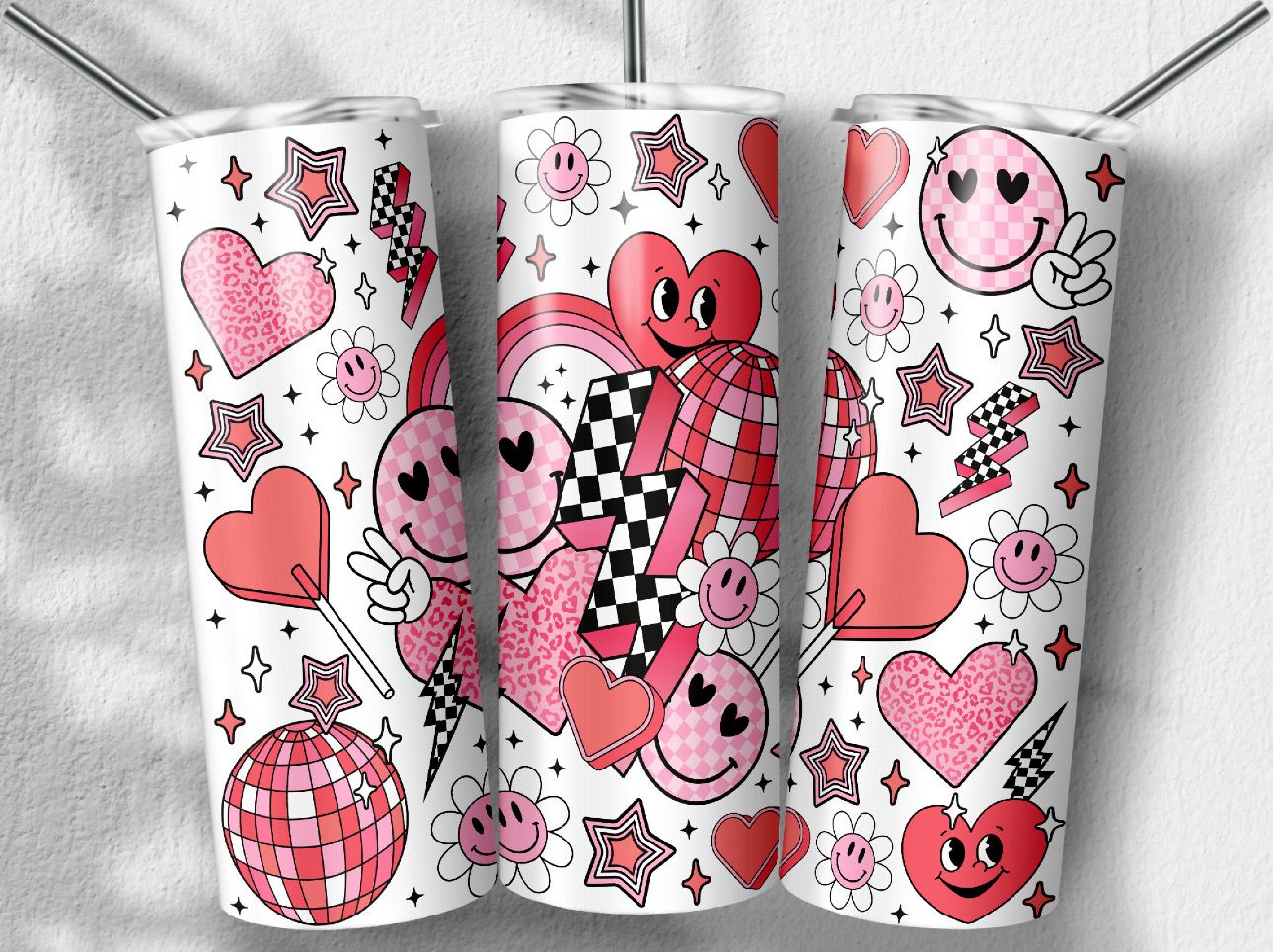 Retro Valentine Smiley Tumbler
