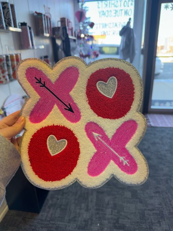 Xoxo Fuzzy Sequin Patch Crewneck