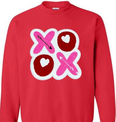 Xoxo Fuzzy Sequin Patch Crewneck