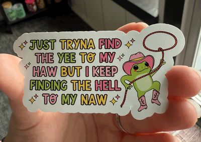 Just Tryna Find the Yee to My Haw Sticker (3inch)
