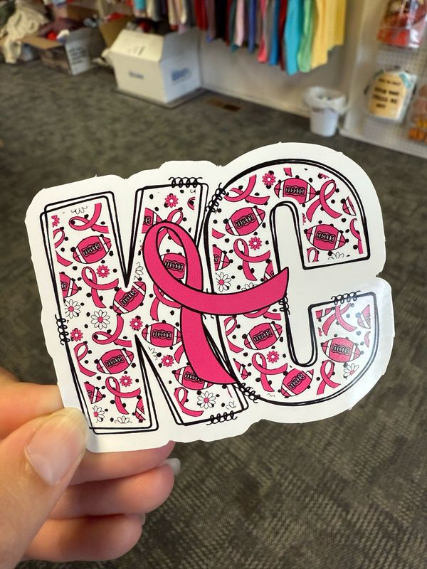 Breast Cancer KC Football Sticker (3inch)
