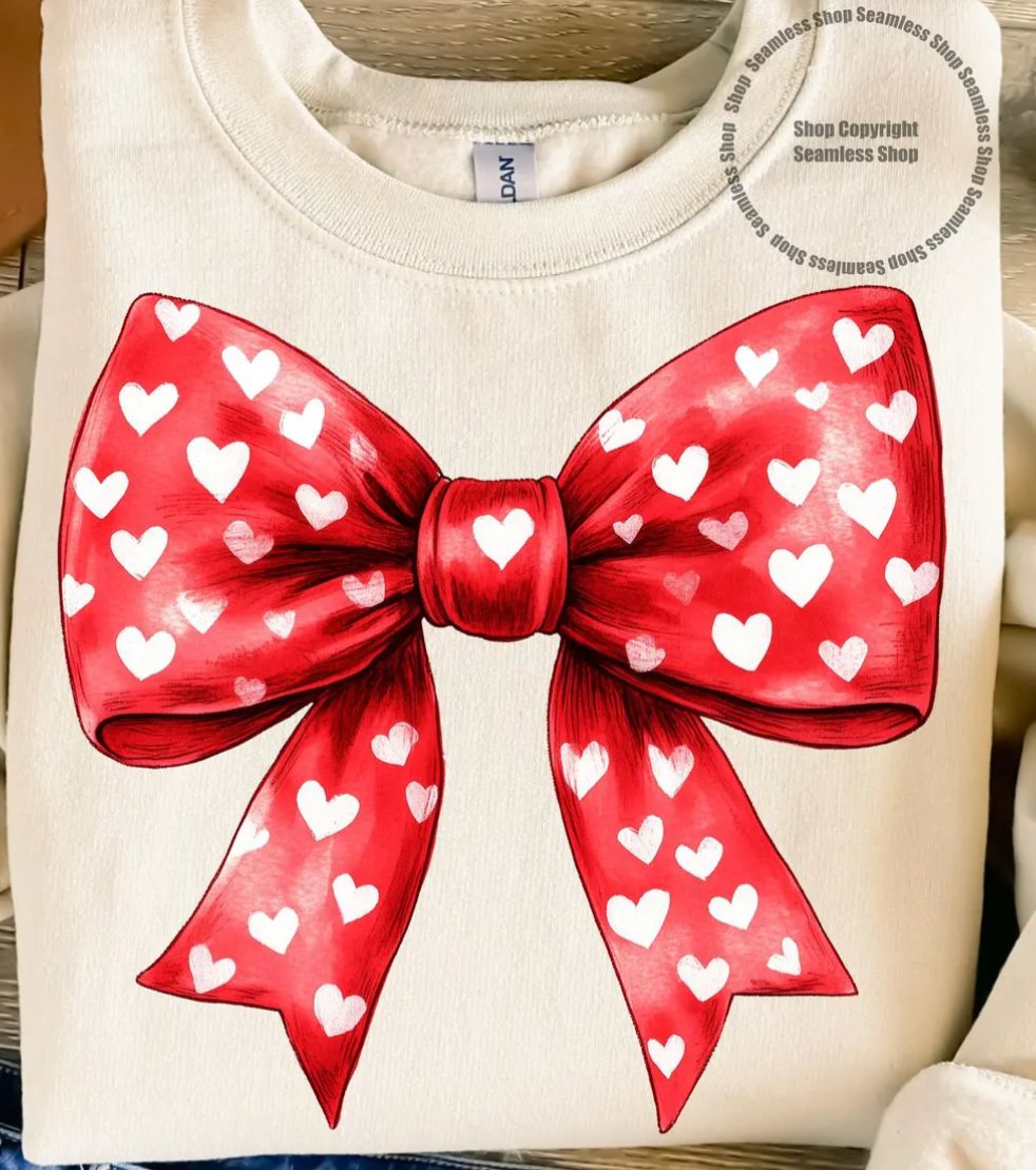 Red Bow With White Hearts Red Bow With White Hearts
