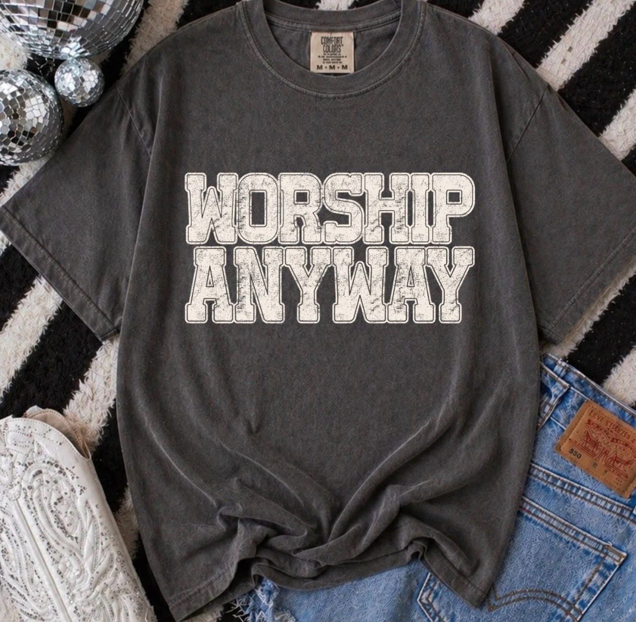 Worship Anyway (adult &amp; youth) (tan Ink)