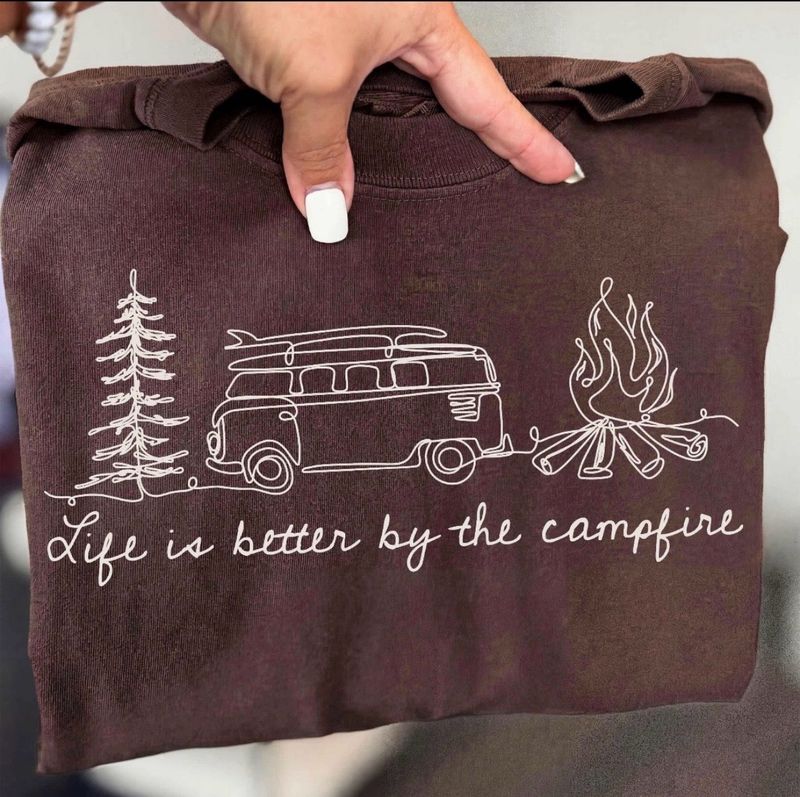 Life Is Better By The Campfire (adult &amp; youth) (tan Colored Print)