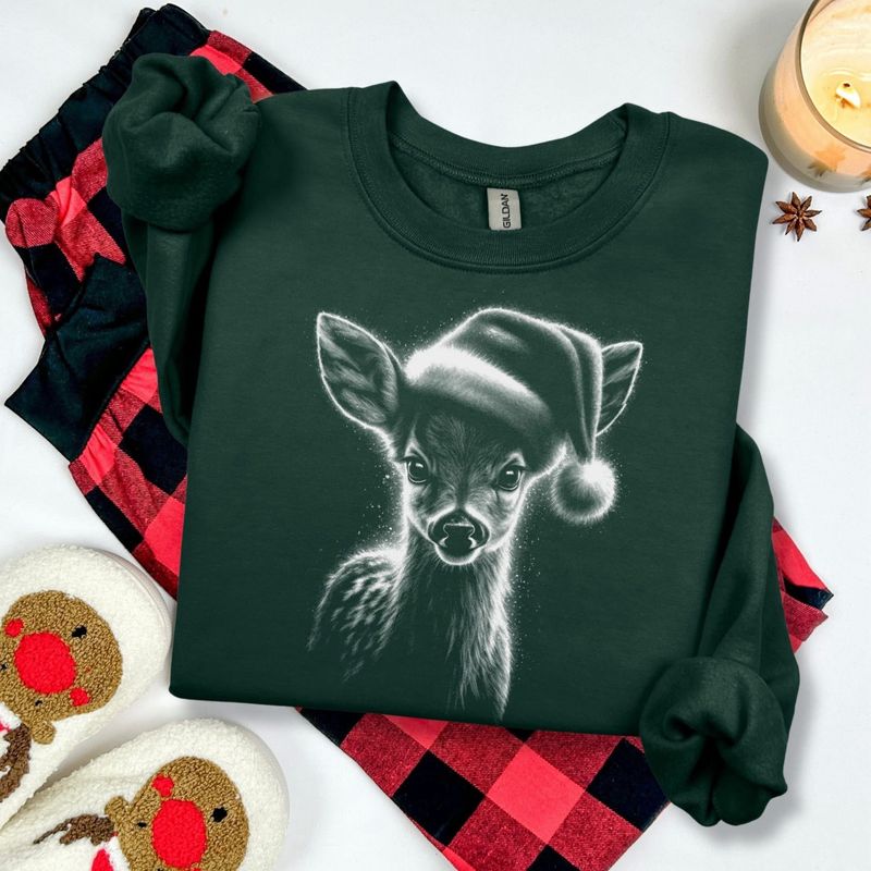 Deer With Santa Hat